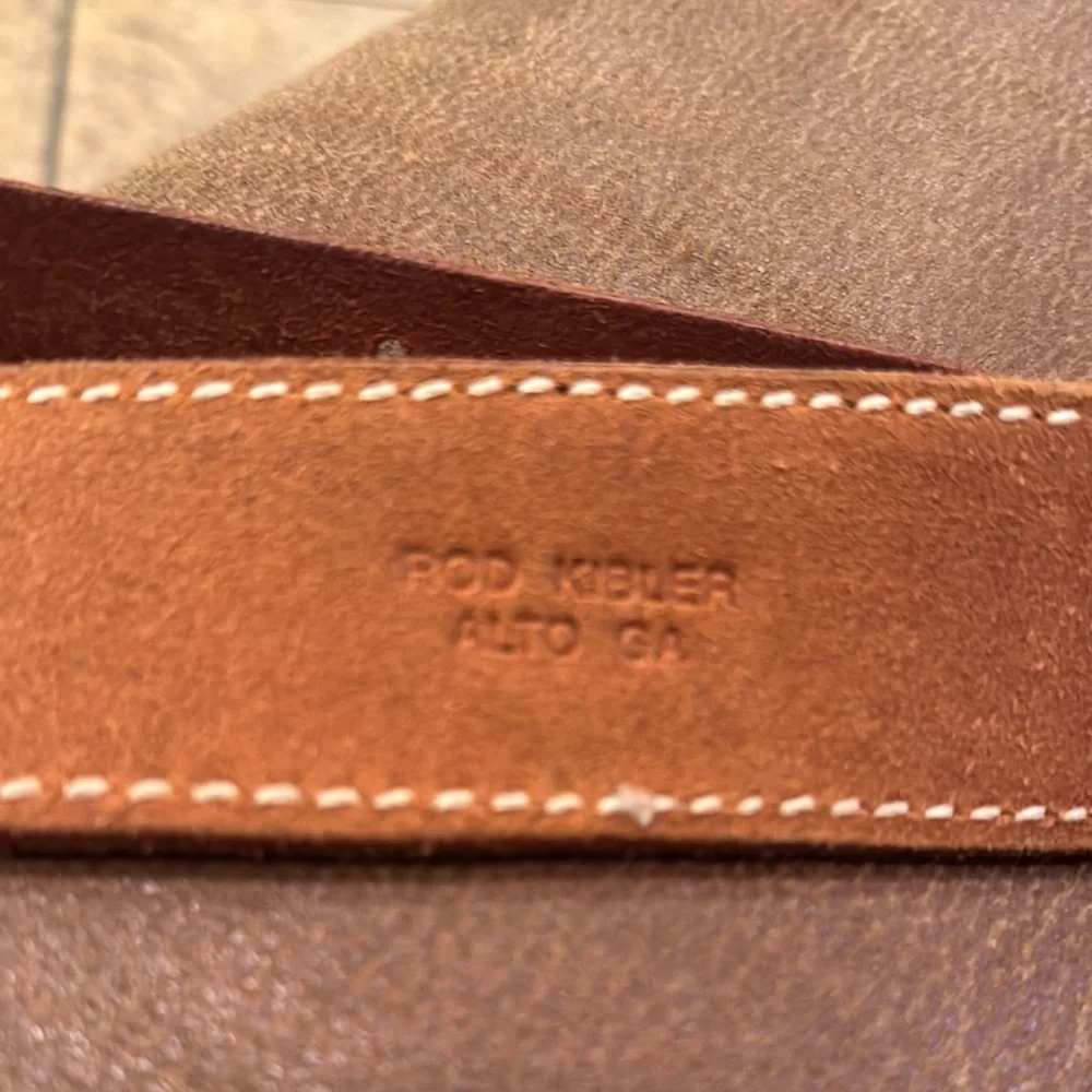 Rod Kibler Embossed Leather Belt with Stitching EUC